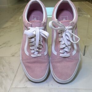 Vans Old Skool Pink Suede Sneakers with White Laces